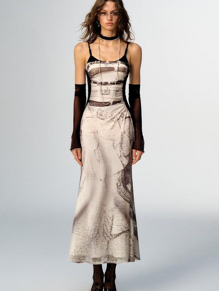 OfAkiva Printed Mesh Ruched Mermaid Women&