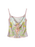 OfAkiva Printed Satin Cowl Neck Bias Cut Women&