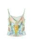 OfAkiva Printed Satin Cowl Neck Bias Cut Women&