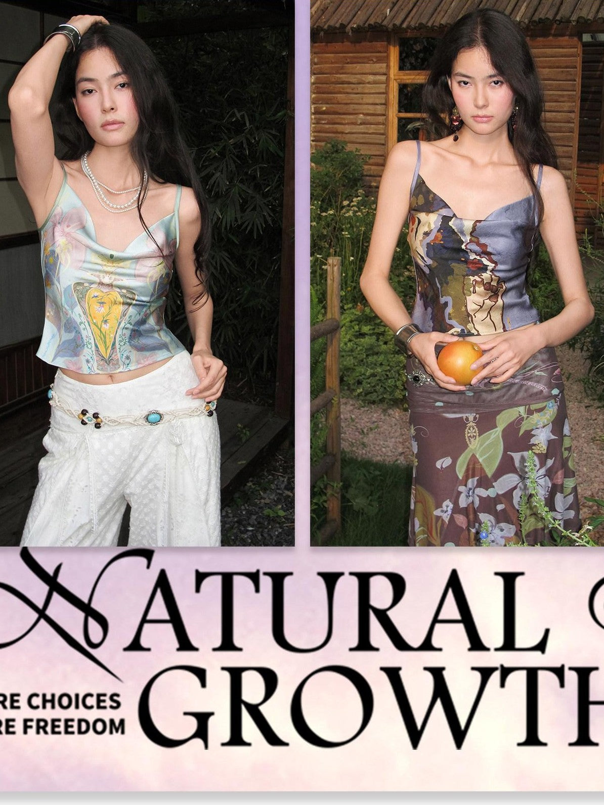OfAkiva Printed Satin Cowl Neck Bias Cut Women&