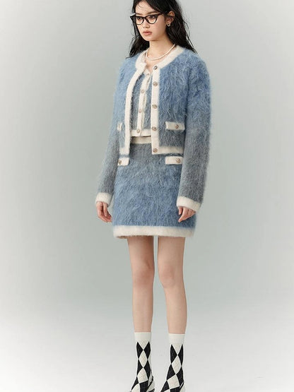 OfAkiva Rebel Gradient Alpaca Knit Set V-neck T-shirt Long Sleeve