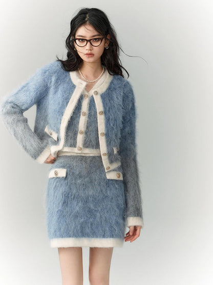 OfAkiva Rebel Gradient Alpaca Knit Set V-neck T-shirt Long Sleeve