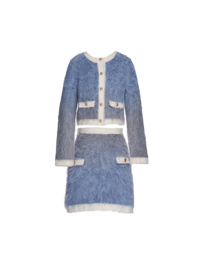 OfAkiva Rebel Gradient Alpaca Knit Set V-neck T-shirt Long Sleeve