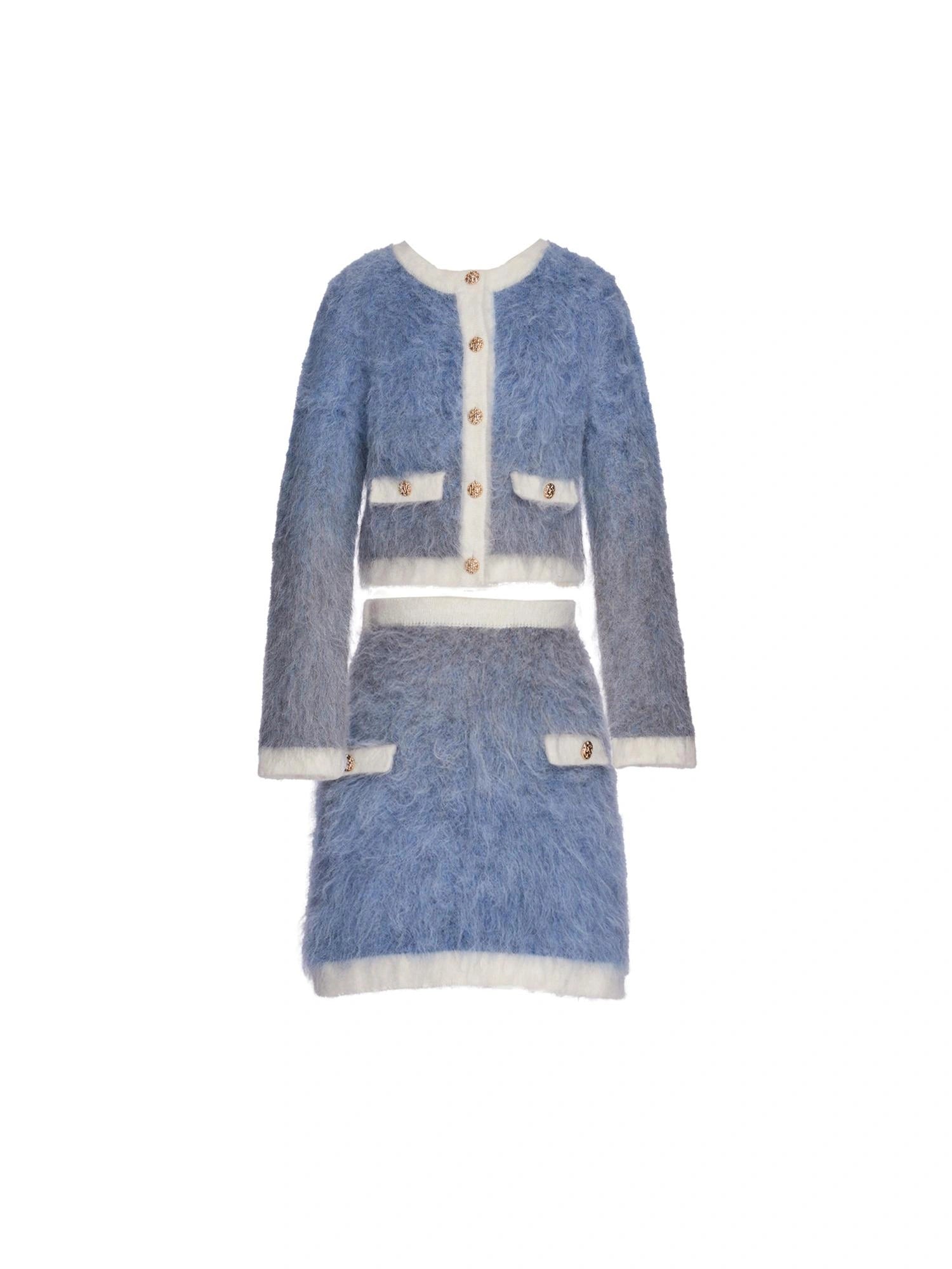 OfAkiva Rebellious Elegance Gradient Knit V-neck T-shirt Long Sleeve