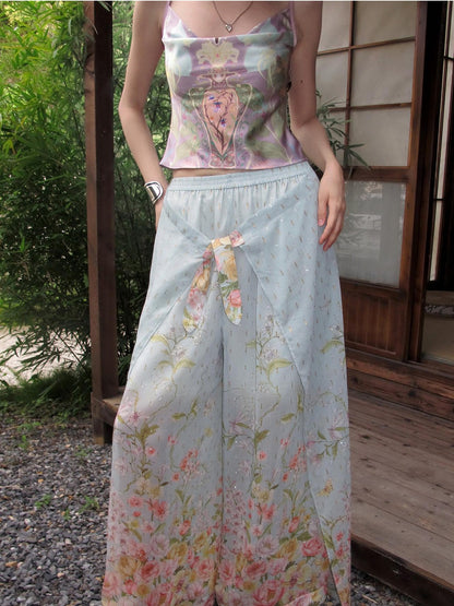 OfAkiva Relaxed Resort Printed Slit High Waist Women&