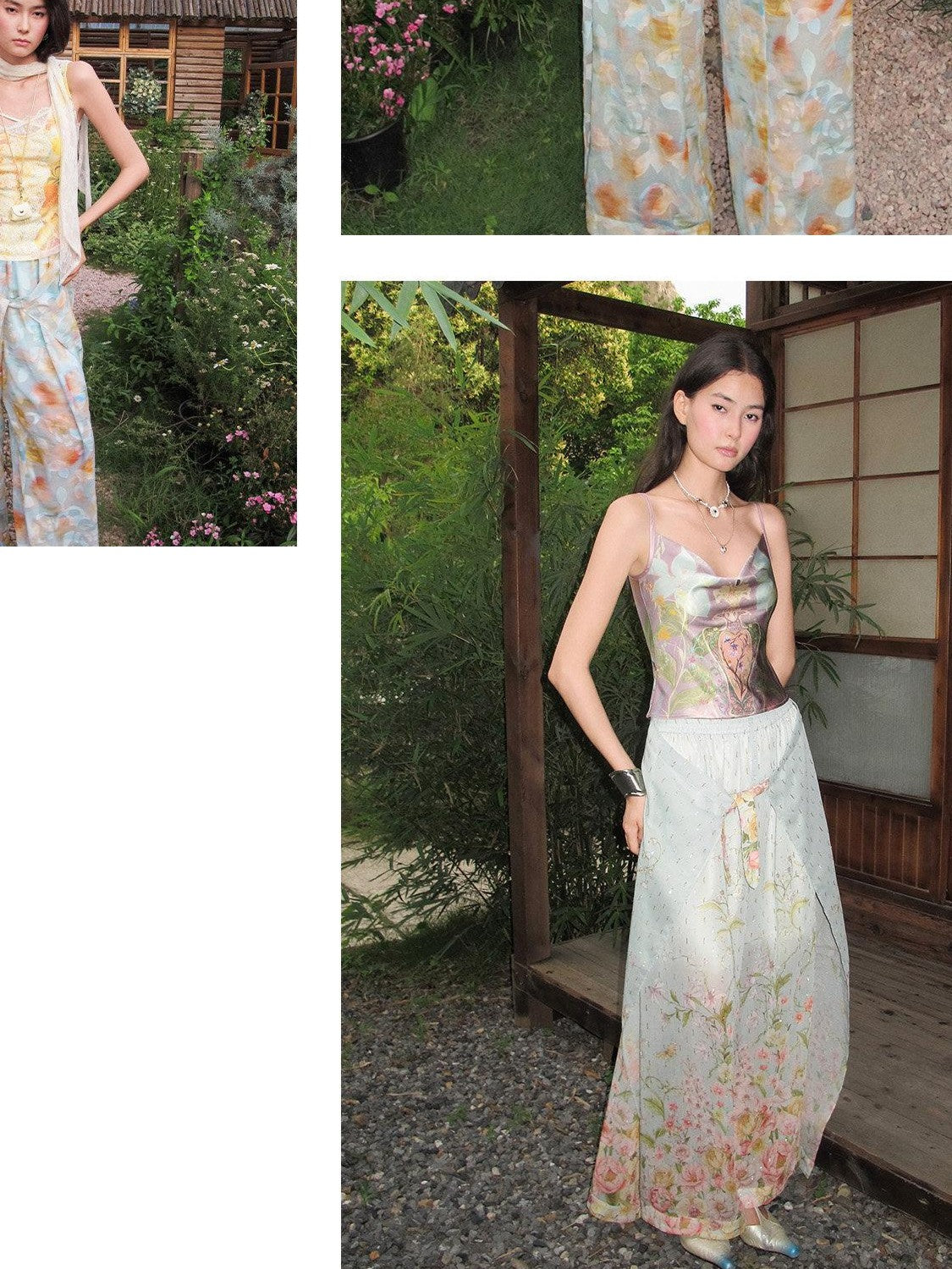 OfAkiva Relaxed Resort Printed Slit High Waist Women&
