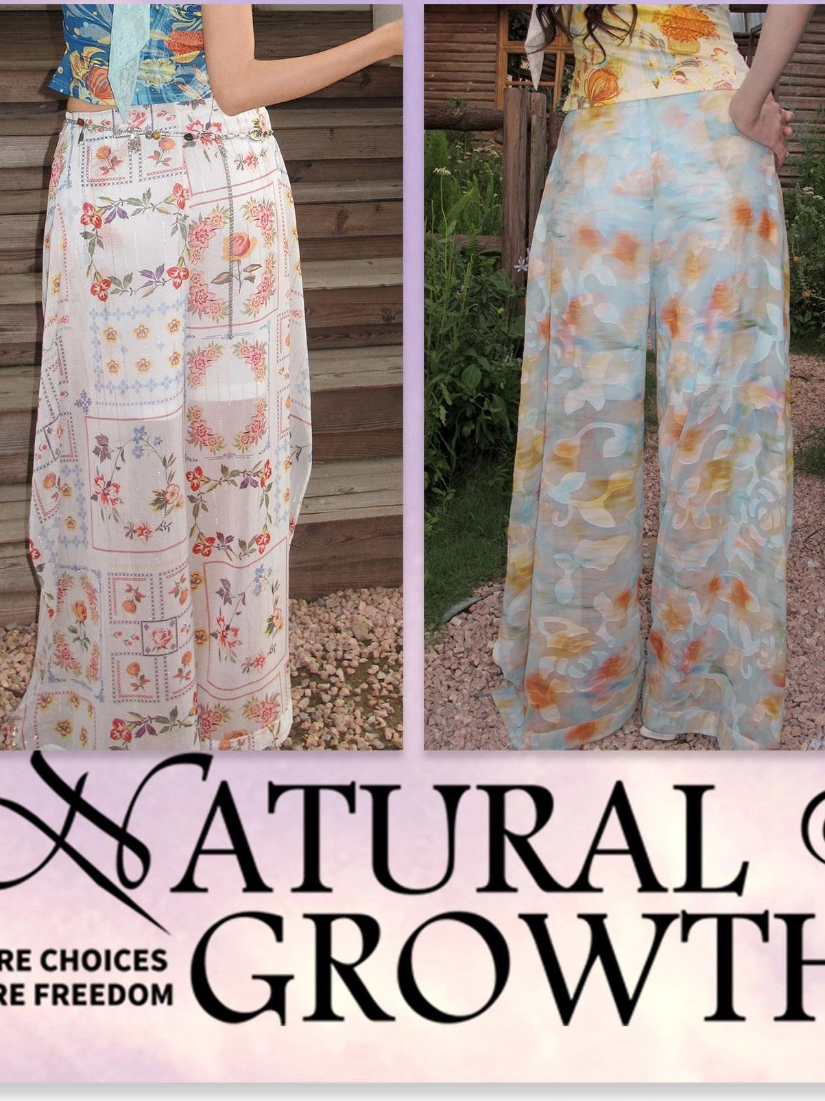 OfAkiva Relaxed Resort Printed Slit High Waist Women&