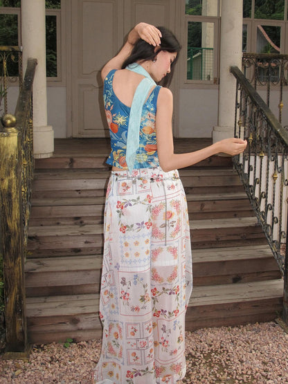 OfAkiva Relaxed Resort Printed Slit High Waist Women&