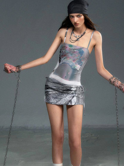 Reverse Chroma Sculpture Swimsuit V-Neck T-Shirt Long-Sleeve