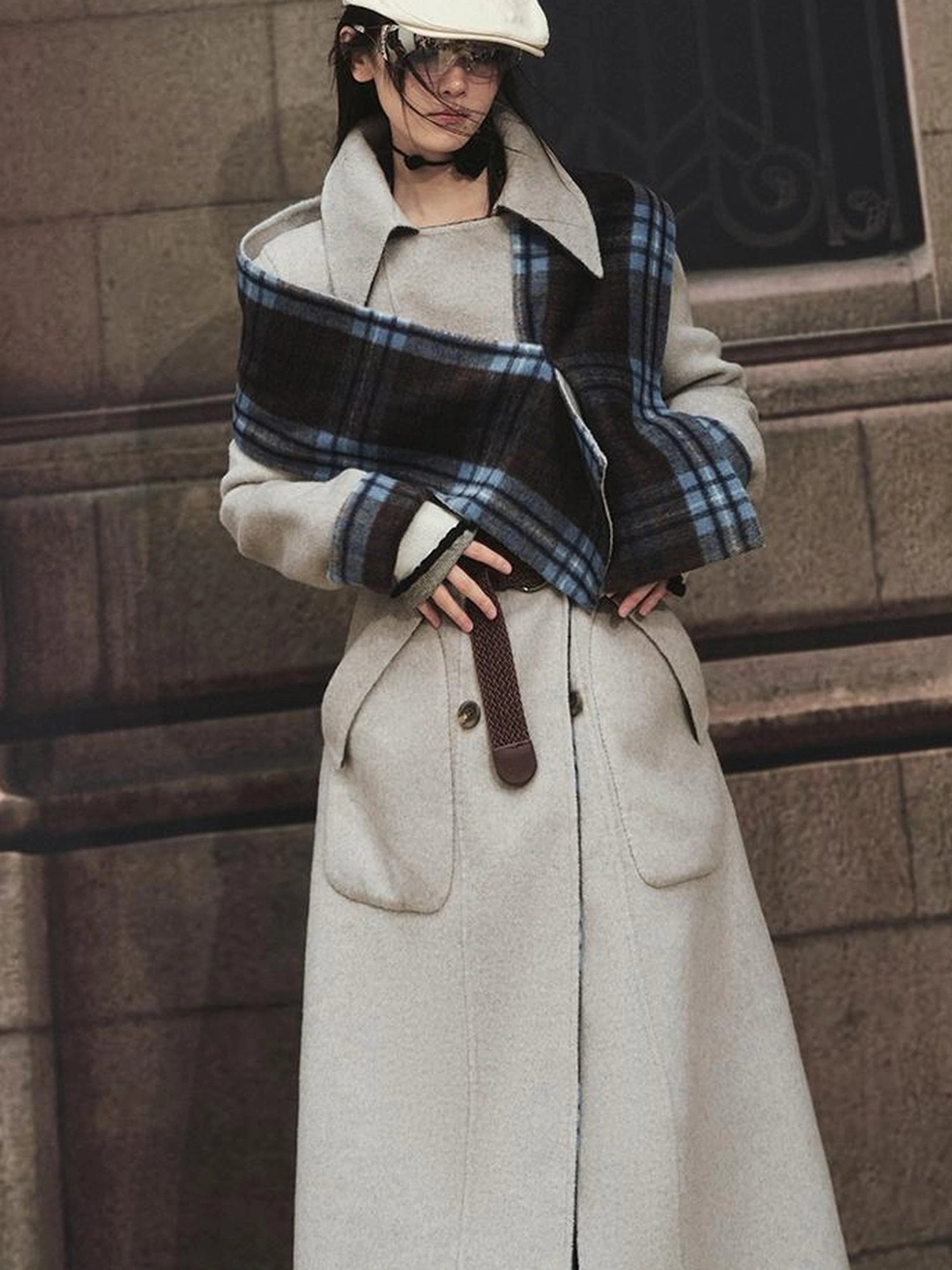 OfAkiva Reversible Manchester Tweed Long Coat