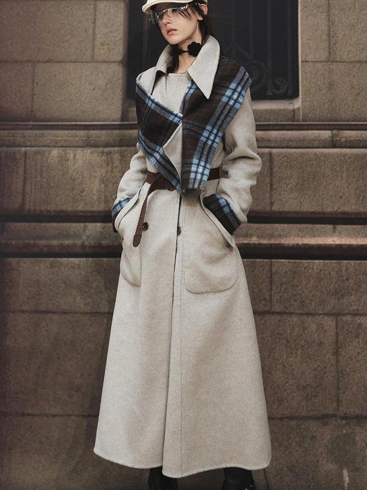 OfAkiva Reversible Manchester Tweed Long Coat