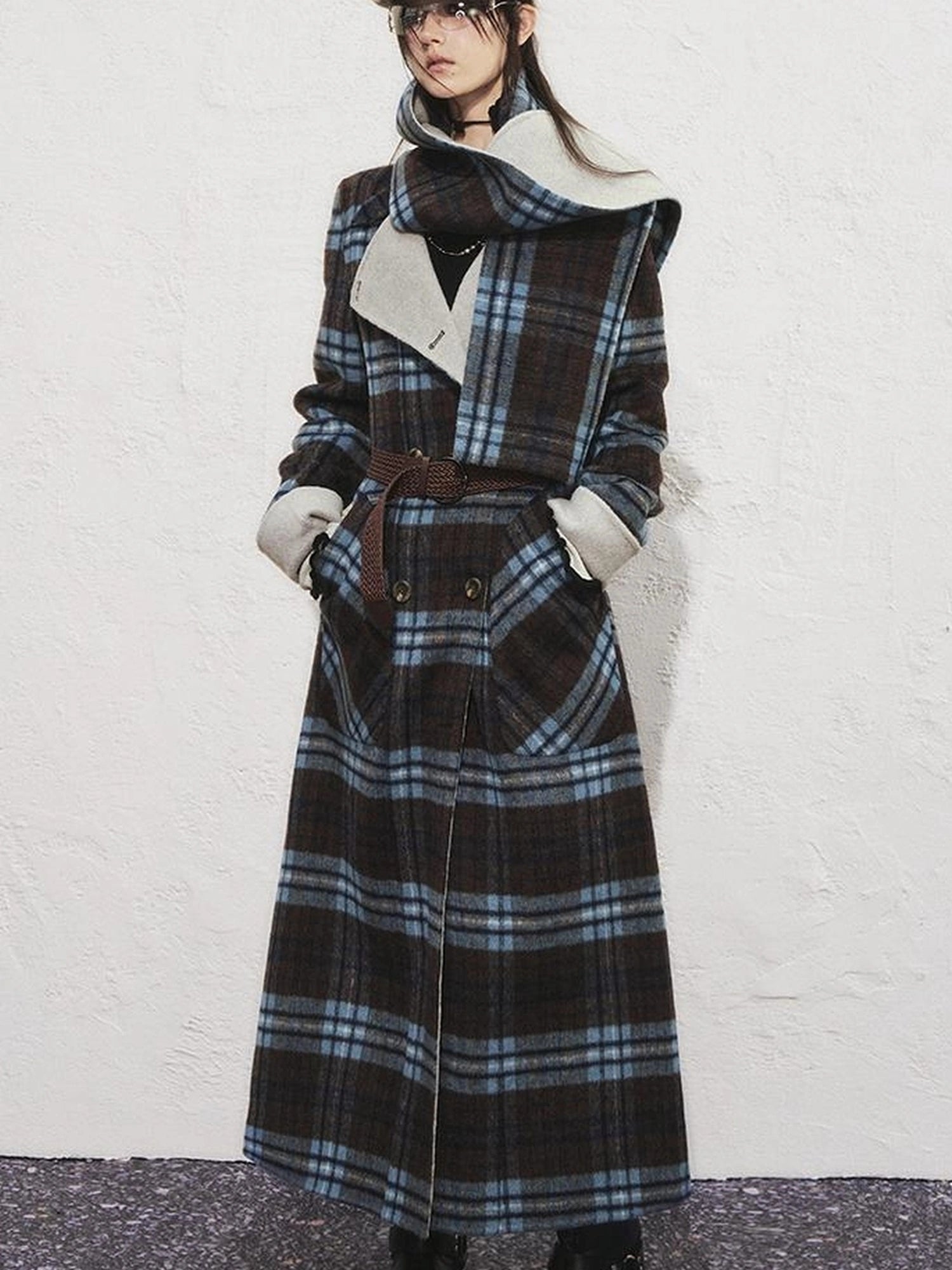 OfAkiva Reversible Manchester Tweed Long Coat