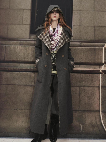 OfAkiva Reversible Manchester Tweed Long Coat
