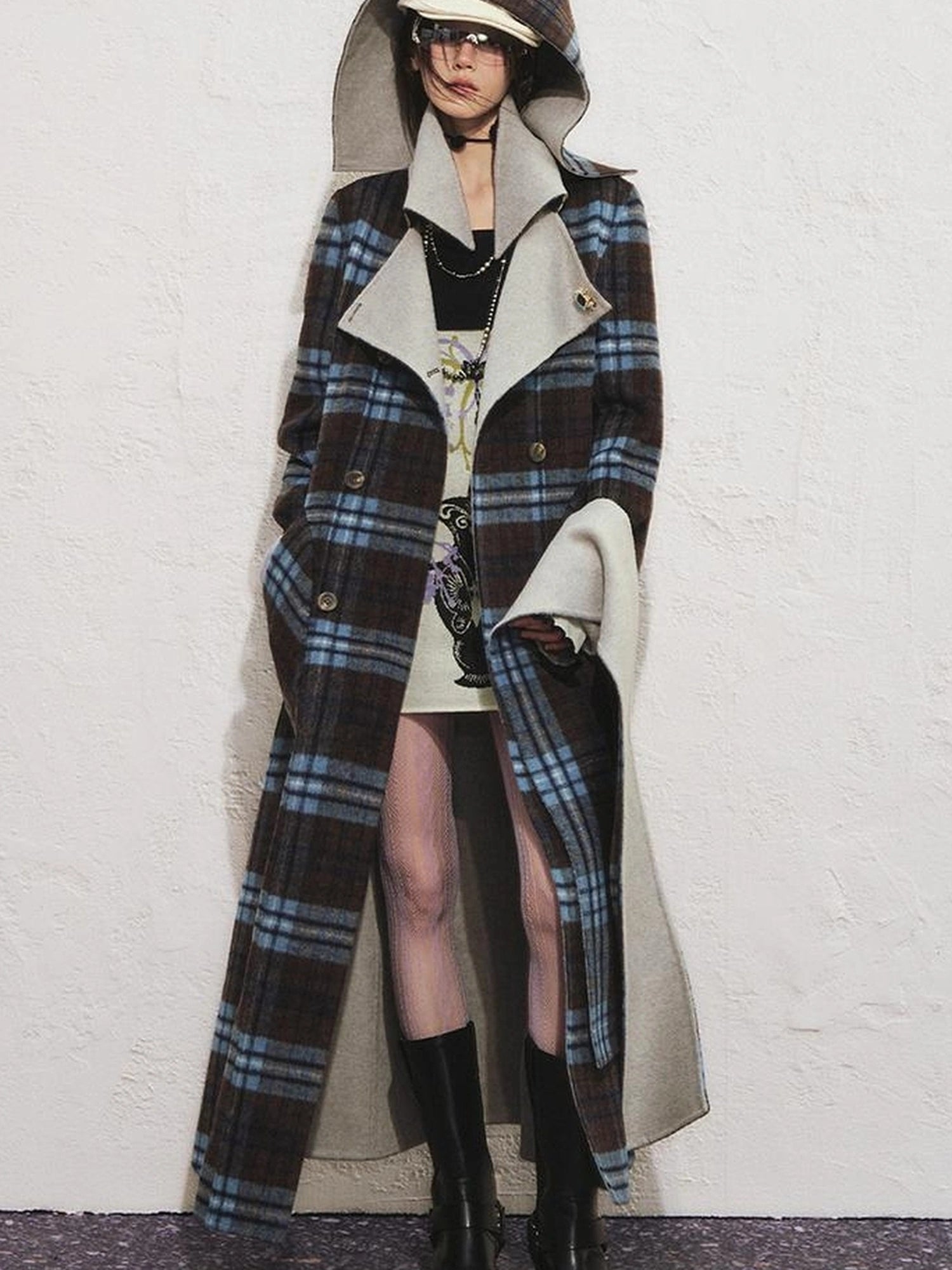 OfAkiva Reversible Manchester Tweed Long Coat