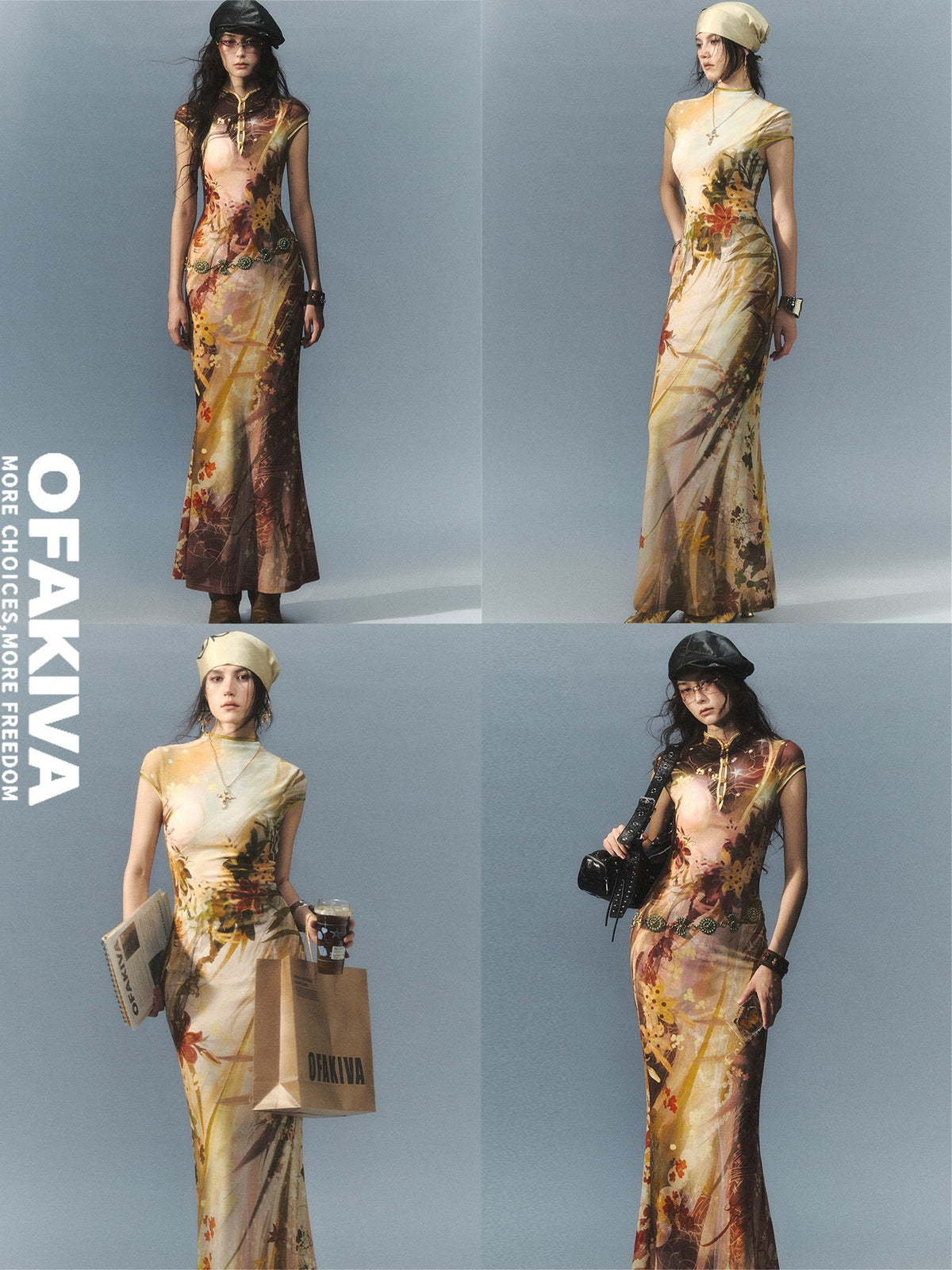OfAkiva Reversible Printed High Waist Mermaid Women&