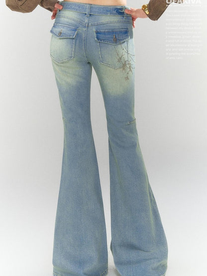 OfAkiva Rhinestone Distressed High Waist Women&