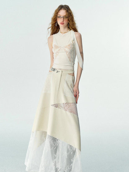 OfAkiva Roaming Dancer Butterfly Lace Applique Layered Vest