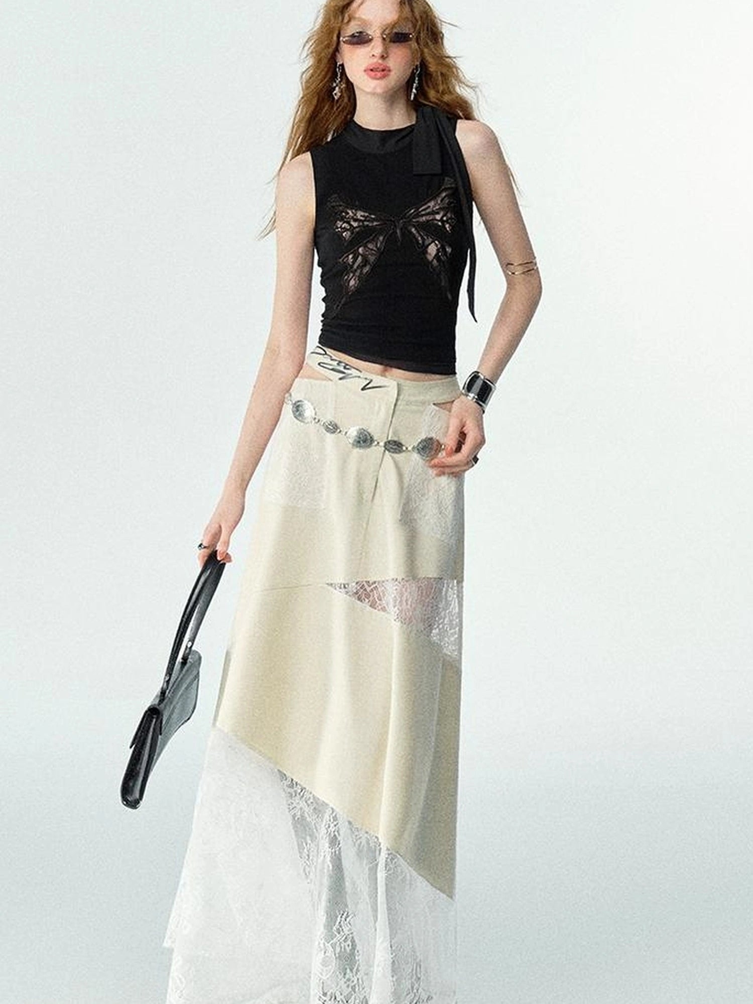 OfAkiva Roaming Dancer Butterfly Lace Applique Layered Vest