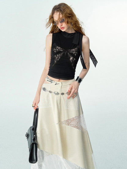 OfAkiva Roaming Dancer Butterfly Lace Applique Layered Vest