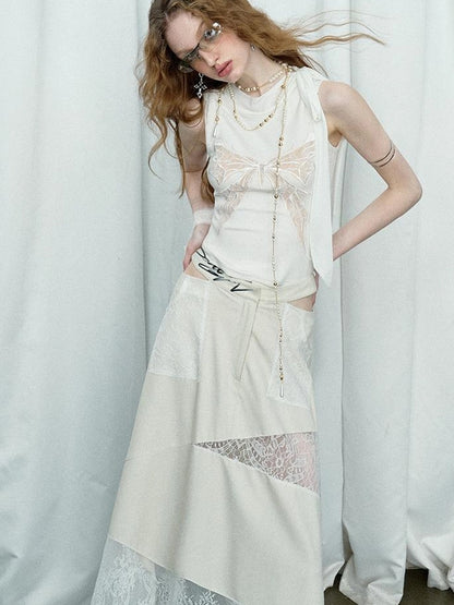 OfAkiva Roaming Dancer Butterfly Lace Applique Layered Vest