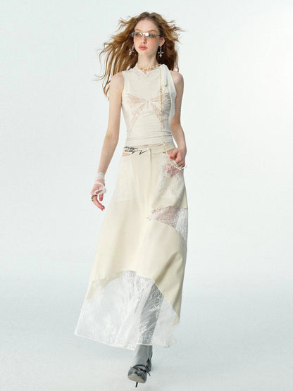 OfAkiva Roaming Dancer Butterfly Lace Applique Layered Vest