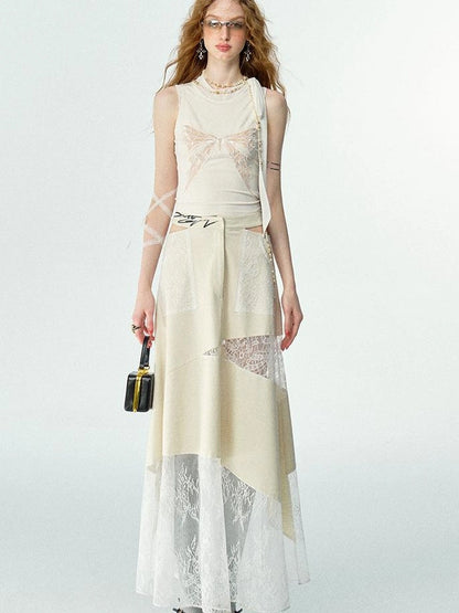 OfAkiva Roaming Dancer Butterfly Lace Applique Layered Vest