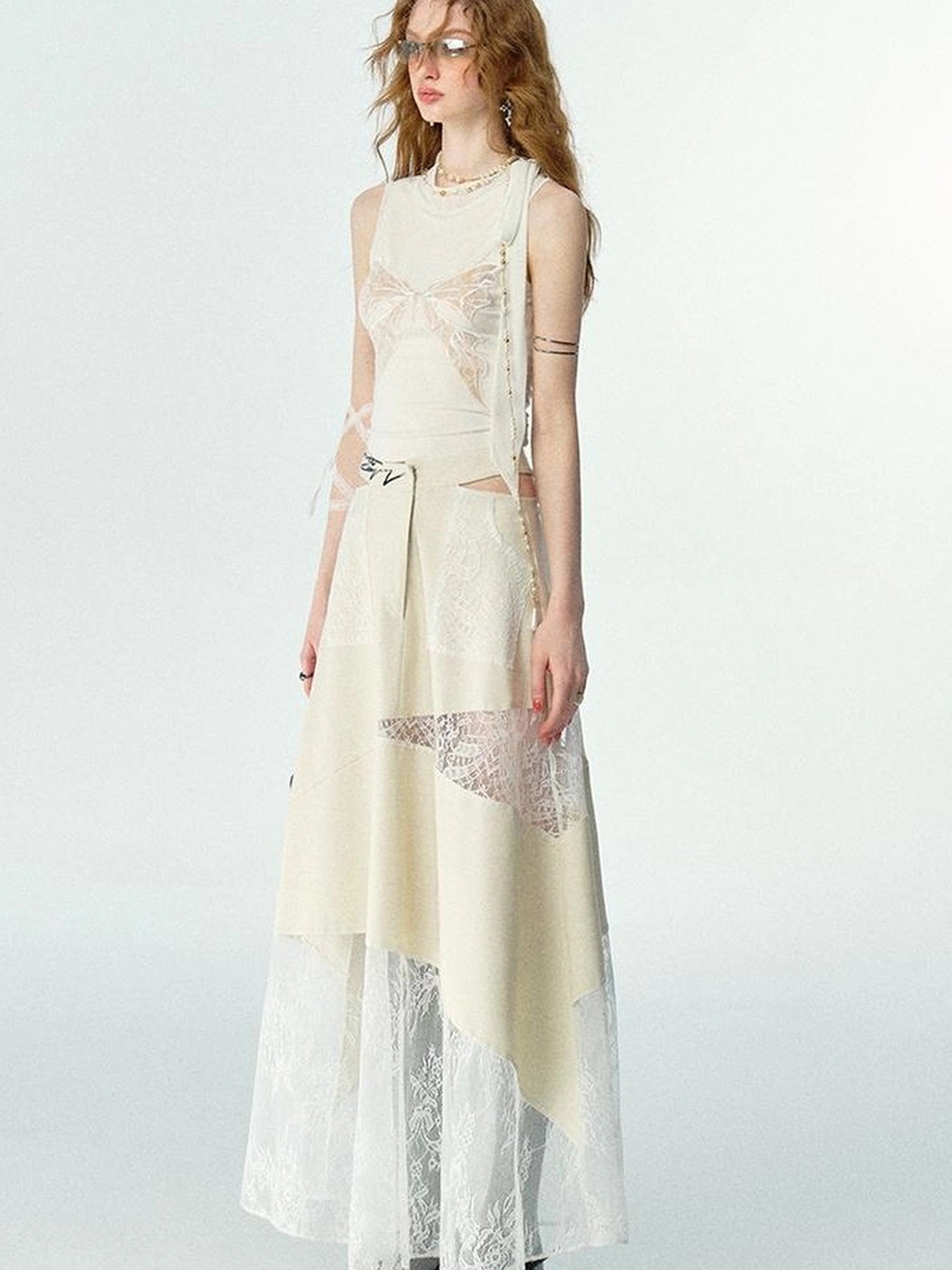 OfAkiva Roaming Dancer Butterfly Lace Applique Layered Vest