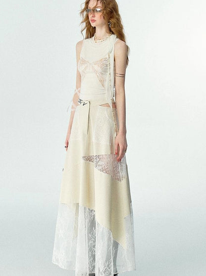 OfAkiva Roaming Dancer Butterfly Lace Applique Layered Vest