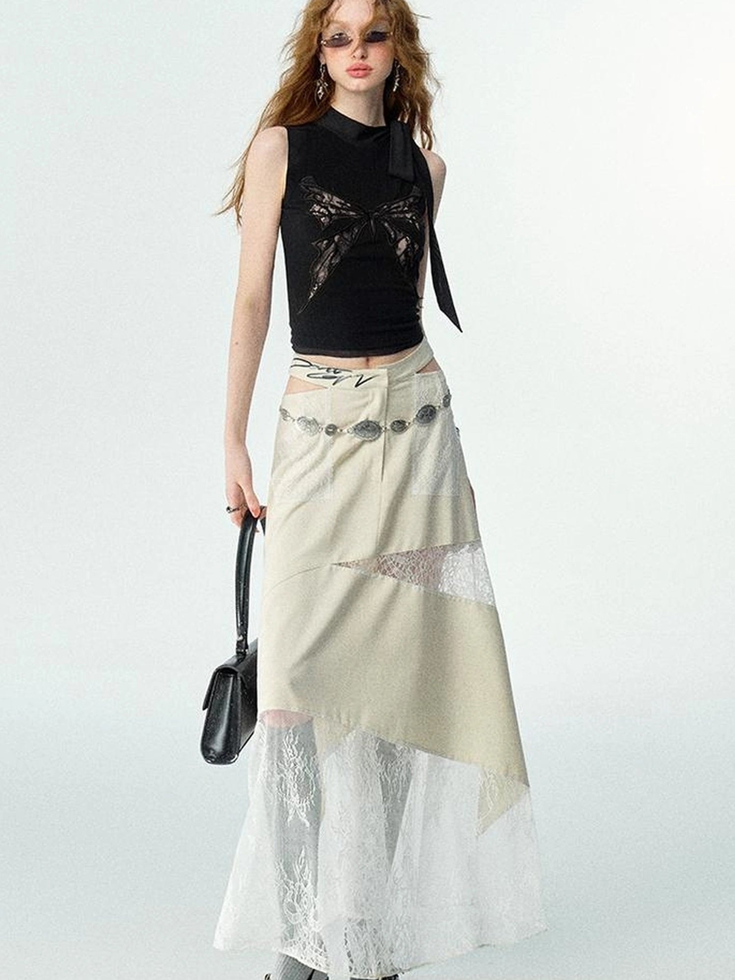 OfAkiva Roaming Dancer Butterfly Lace Applique Layered Vest