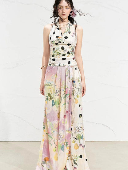 OfAkiva Roman Pleat Drape Wide Leg Trousers In Classical Aesthetic