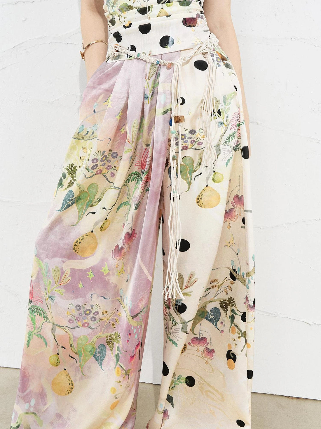 OfAkiva Roman Pleat Drape Wide Leg Trousers In Classical Aesthetic