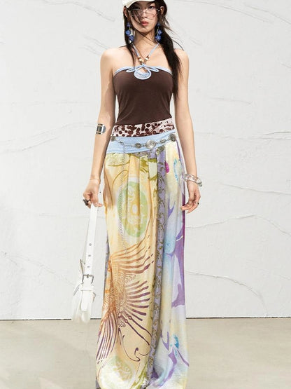 OfAkiva Roman Pleat Drape Wide Leg Trousers In Classical Aesthetic