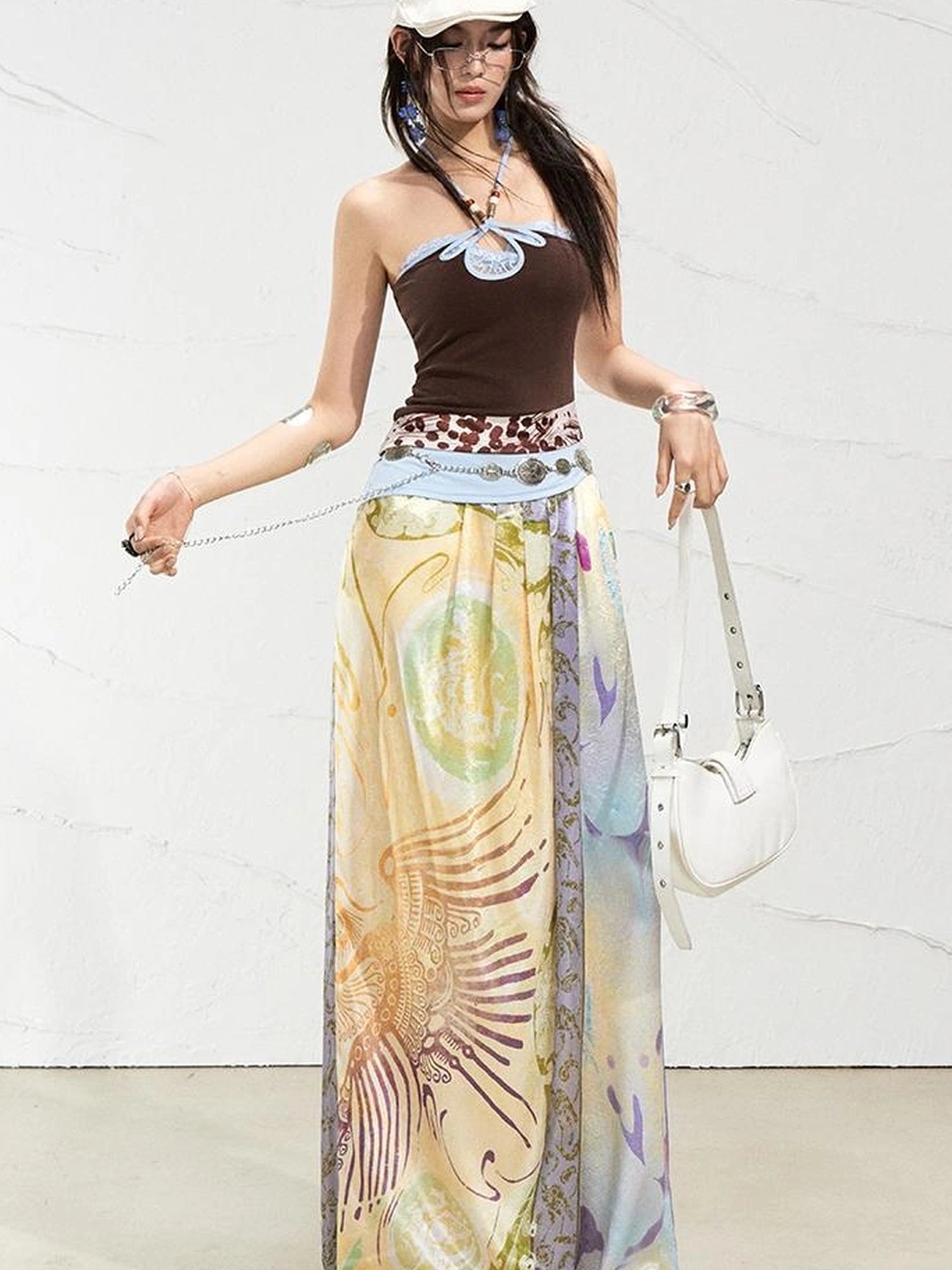 OfAkiva Roman Pleat Drape Wide Leg Trousers In Classical Aesthetic