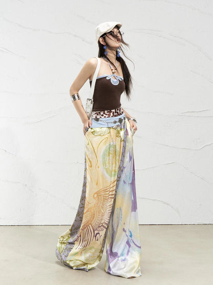 OfAkiva Roman Pleat Drape Wide Leg Trousers In Classical Aesthetic