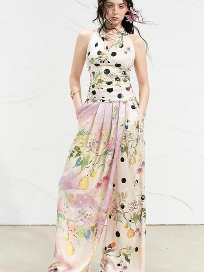 OfAkiva Roman Pleat Drape Wide Leg Trousers In Classical Aesthetic