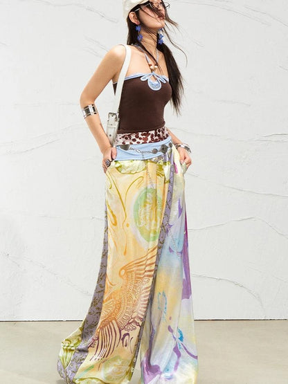 OfAkiva Roman Pleat Drape Wide Leg Trousers In Classical Aesthetic