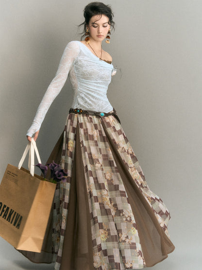 OfAkiva Romantic Lace Paneled Long Sleeve Women&