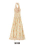 OfAkiva Ruffle Collar Ruched Slit Floral Print Women&