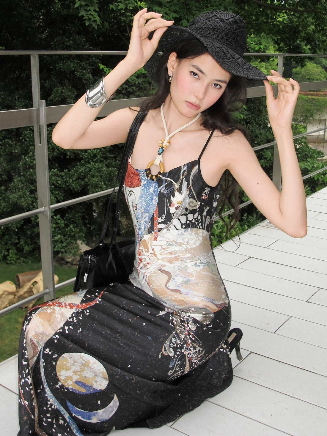 OfAkiva Shan Hai Jing Print Halter Mermaid Women&