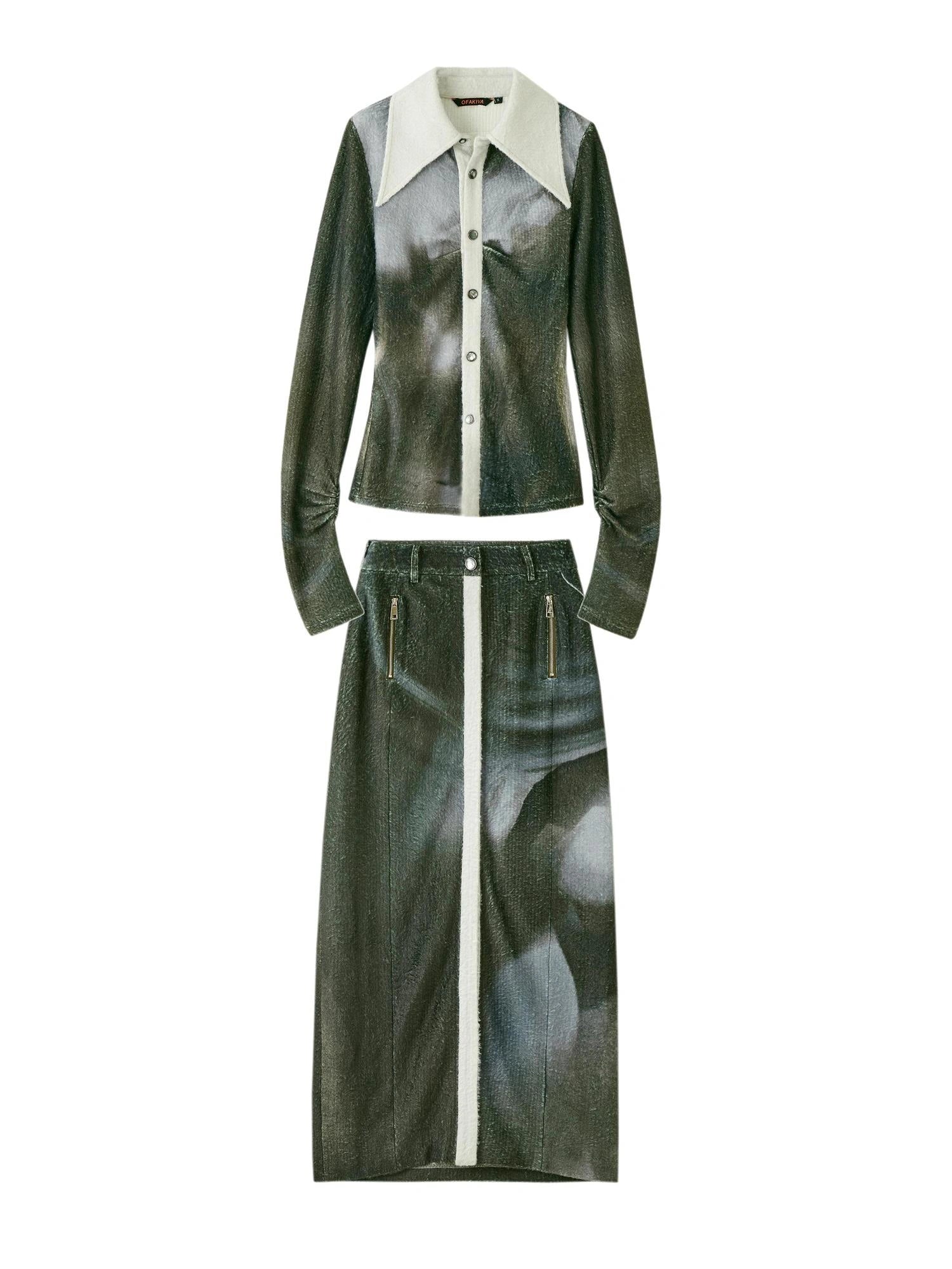 OfAkiva Silhouette Print Fleece Knit Set