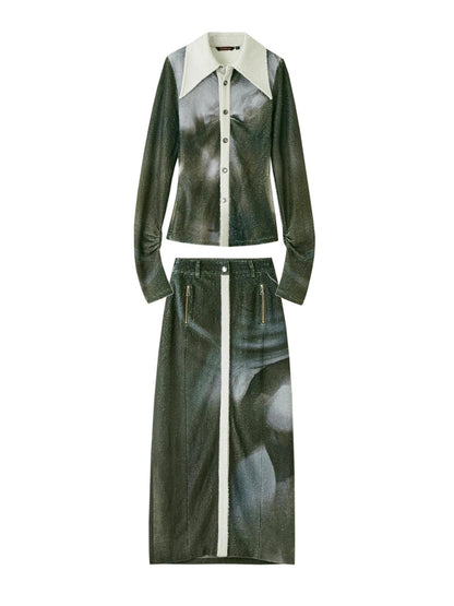 OfAkiva Silhouette Print Fleece Knit Set