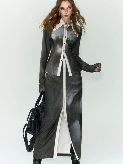 OfAkiva Silhouette Print Fleece Knit Set