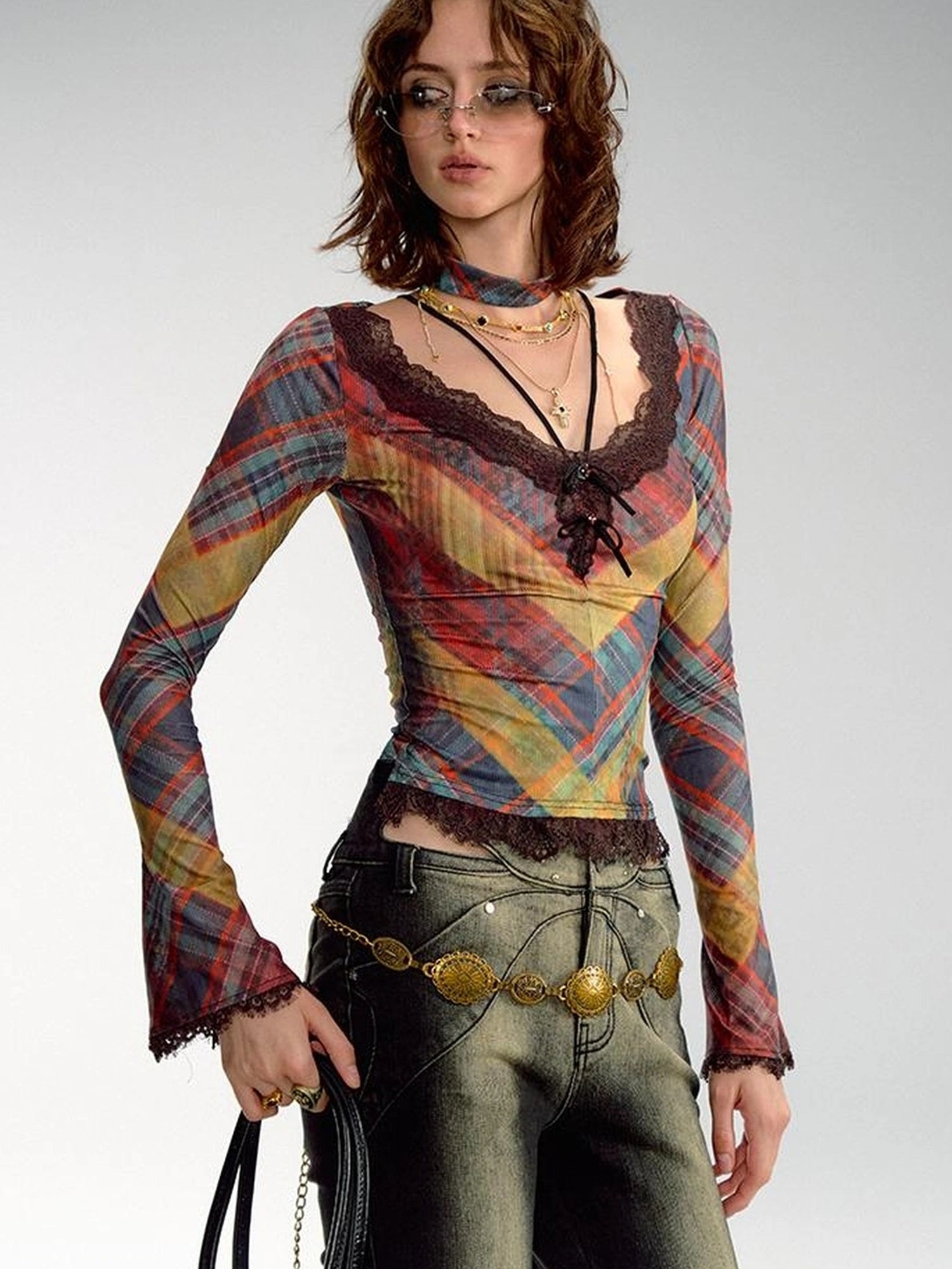 OfAkiva Skeleton Embroidered Washed Jeans With Studs