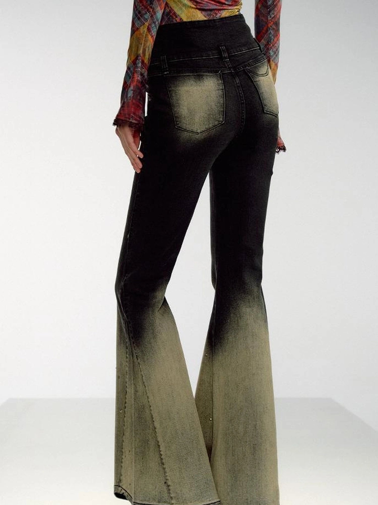 OfAkiva Skeleton Embroidered Washed Jeans With Studs