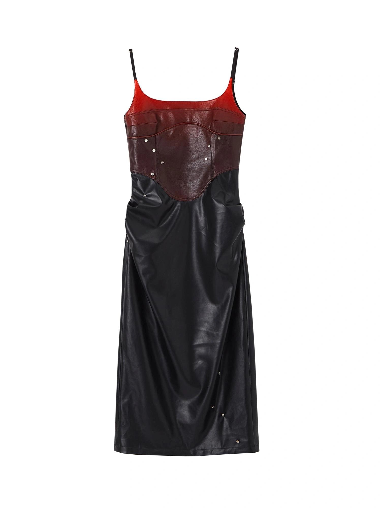 OfAkiva Smoked Gradient Leather Look Slip Dress
