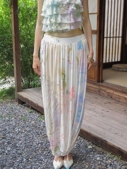 OfAkiva Soft Print Knotted Mesh High Waist Women&