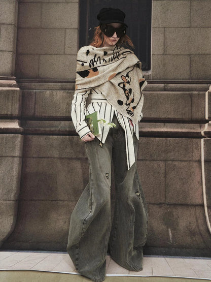 OfAkiva Stretchy Calico Cat Knit Scarf