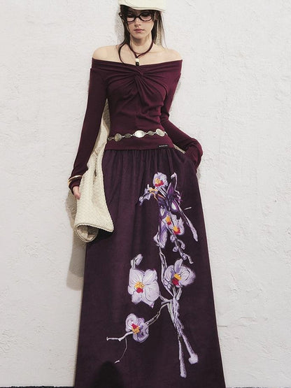 OfAkiva Sunset Love Knot Shoulder Beaded T-shirt