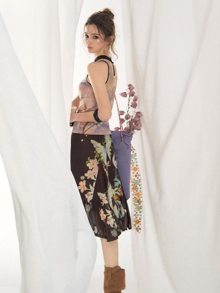 OfAkiva Tiger Eye Butterfly Floral Print Knit Women&