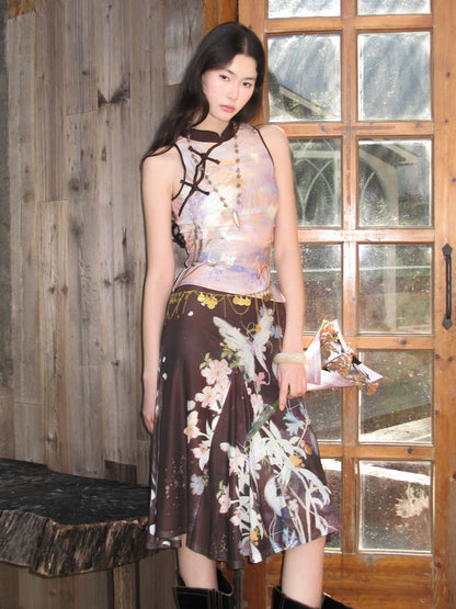 OfAkiva Tiger Eye Butterfly Floral Print Knit Women&